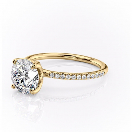 Inel de logodnă Seren din aur Galben 14kt cu moissanite tăietură rotundă – Montură pavé rafinată pentru profil înalt | Personalizează și configurează gratuit online [6]