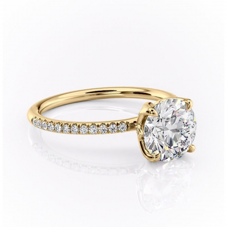 Aur galben - Inel de logodnă Seren din aur Galben 14kt cu moissanite tăietură rotundă – Montură pavé rafinată pentru profil înalt | Personalizează și configurează gratuit online