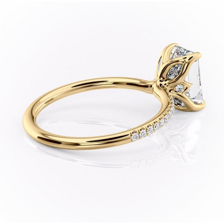 Inel de logodnă Seren din aur Galben 14kt cu moissanite tăietură smarald – Montură pavé rafinată pentru profil înalt | Personalizează și configurează gratuit online [2]