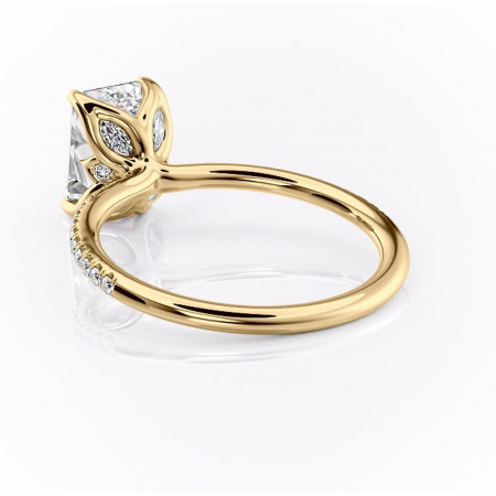 Inel de logodnă Seren din aur Galben 14kt cu moissanite tăietură smarald – Montură pavé rafinată pentru profil înalt | Personalizează și configurează gratuit online [3]