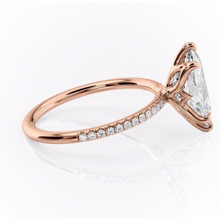 Inel de logodnă Seren din aur Rose 14kt cu moissanite tăietură marquise – Montură pavé rafinată pentru profil înalt | Personalizează și configurează gratuit online [1]