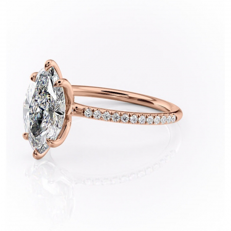 Inel de logodnă Seren din aur Rose 14kt cu moissanite tăietură marquise – Montură pavé rafinată pentru profil înalt | Personalizează și configurează gratuit online [6]