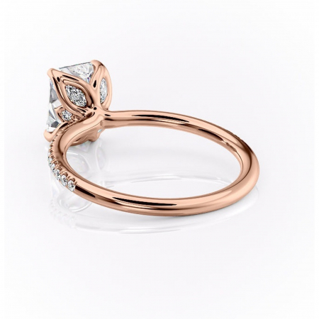 Inel de logodnă Seren din aur Rose 14kt cu moissanite tăietură radiantă – Montură pavé rafinată pentru profil înalt | Personalizează și configurează gratuit online [3]