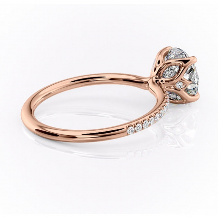 Inel de logodnă Seren din aur Rose 14kt cu moissanite tăietură rotundă – Montură pavé rafinată pentru profil înalt | Personalizează și configurează gratuit online [2]