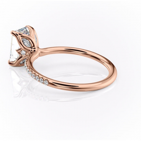 Inel de logodnă Seren din aur Rose 14kt cu moissanite tăietură smarald – Montură pavé rafinată pentru profil înalt | Personalizează și configurează gratuit online [4]