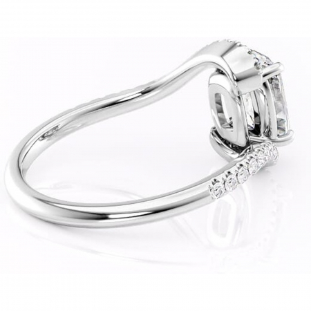 Inel de logodnă Sienna din aur Alb 14kt cu moissanite tăietură asscher – Montură pavé rafinată pentru profil mediu | Personalizează și configurează gratuit online [2]