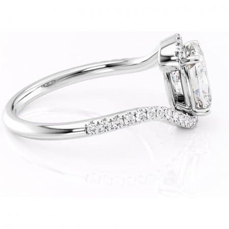 Inel de logodnă Sienna din aur Alb 14kt cu moissanite tăietură asscher – Montură pavé rafinată pentru profil mediu | Personalizează și configurează gratuit online [1]