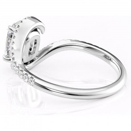 Inel de logodnă Sienna din aur Alb 14kt cu moissanite tăietură asscher – Montură pavé rafinată pentru profil mediu | Personalizează și configurează gratuit online [4]