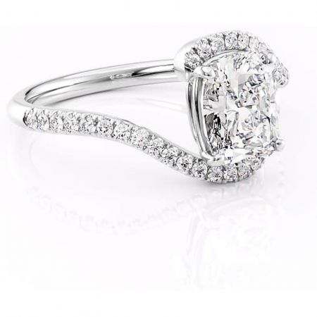 18K - Inel de logodnă Sienna din aur Alb 14kt cu moissanite tăietură asscher – Montură pavé rafinată pentru profil mediu | Personalizează și configurează gratuit online