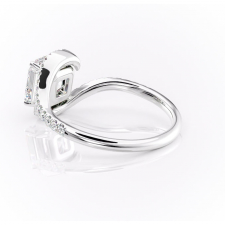 Inel de logodnă Sienna din aur Alb 14kt cu moissanite tăietură asscher – Montură pavé rafinată pentru profil mediu | Personalizează și configurează gratuit online [4]