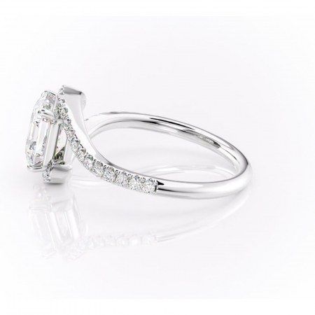 Inel de logodnă Sienna din aur Alb 14kt cu moissanite tăietură asscher – Montură pavé rafinată pentru profil mediu | Personalizează și configurează gratuit online [5]