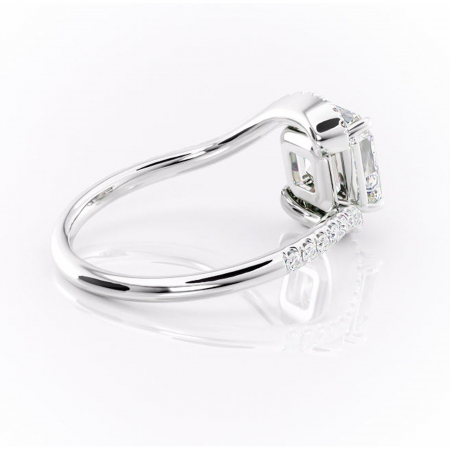 Inel de logodnă Sienna din aur Alb 14kt cu moissanite tăietură asscher – Montură pavé rafinată pentru profil mediu | Personalizează și configurează gratuit online [2]