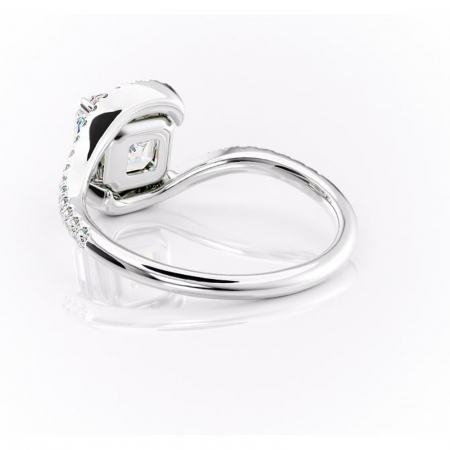 Inel de logodnă Sienna din aur Alb 14kt cu moissanite tăietură asscher – Montură pavé rafinată pentru profil mediu | Personalizează și configurează gratuit online [3]