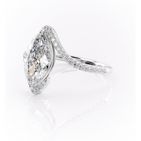 Inel de logodnă Sienna din aur Alb 14kt cu moissanite tăietură marquise – Montură pavé rafinată pentru profil mediu | Personalizează și configurează gratuit online [6]