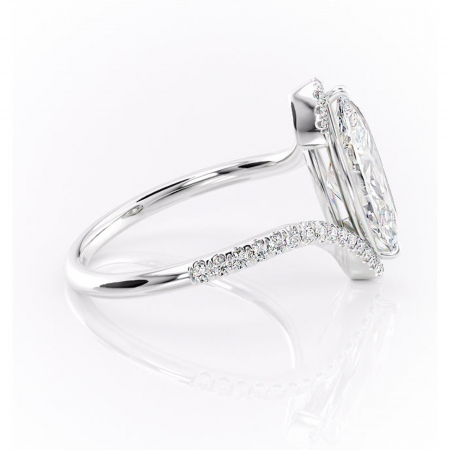 Inel de logodnă Sienna din aur Alb 14kt cu moissanite tăietură marquise – Montură pavé rafinată pentru profil mediu | Personalizează și configurează gratuit online [1]