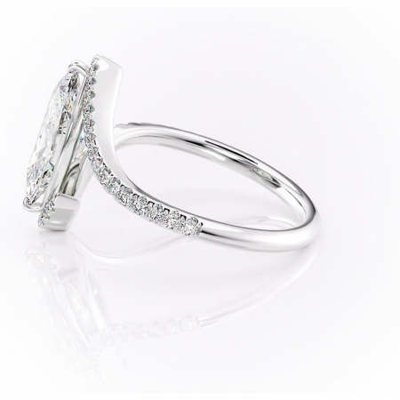 Inel de logodnă Sienna din aur Alb 14kt cu moissanite tăietură marquise – Montură pavé rafinată pentru profil mediu | Personalizează și configurează gratuit online [5]