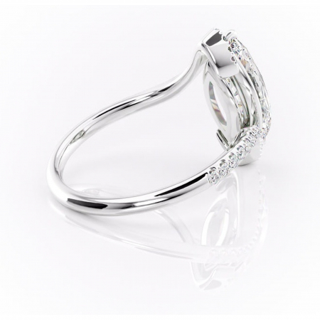 Inel de logodnă Sienna din aur Alb 14kt cu moissanite tăietură marquise – Montură pavé rafinată pentru profil mediu | Personalizează și configurează gratuit online [2]