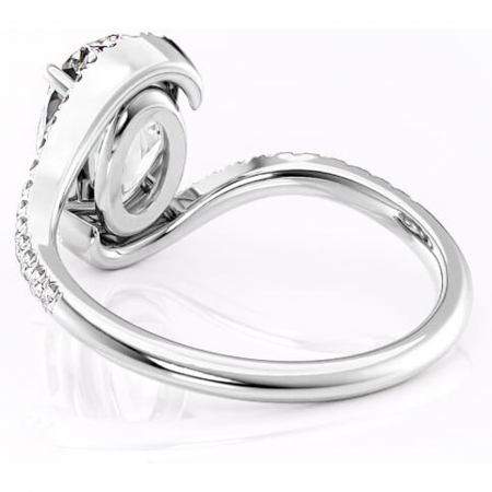 Inel de logodnă Sienna din aur Alb 14kt cu moissanite tăietură ovală – Montură pavé rafinată pentru profil mediu | Personalizează și configurează gratuit online [3]