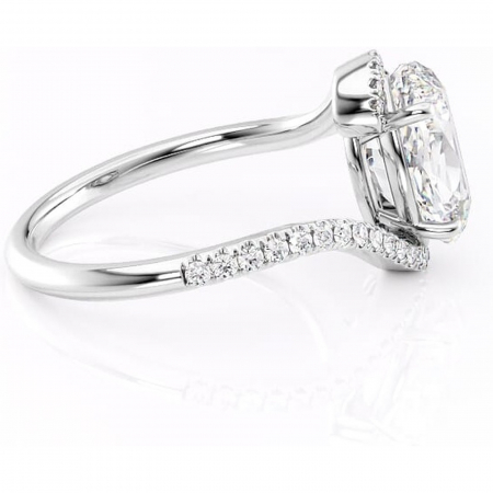 Inel de logodnă Sienna din aur Alb 14kt cu moissanite tăietură ovală – Montură pavé rafinată pentru profil mediu | Personalizează și configurează gratuit online [1]