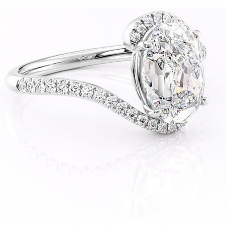 18K - Inel de logodnă Sienna din aur Alb 18kt cu moissanite tăietură ovală – Montură pavé rafinată pentru profil mediu | Personalizează și configurează gratuit online