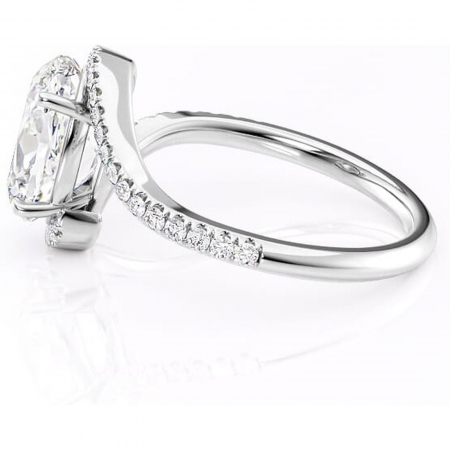 Inel de logodnă Sienna din aur Alb 14kt cu moissanite tăietură ovală – Montură pavé rafinată pentru profil mediu | Personalizează și configurează gratuit online [5]