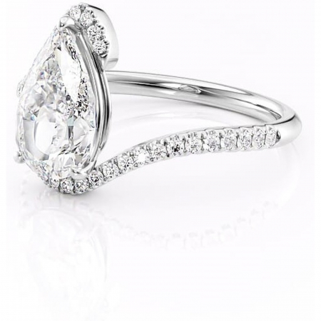 Inel de logodnă Sienna din aur Alb 14kt cu moissanite tăietură pară – Montură pavé rafinată pentru profil mediu | Personalizează și configurează gratuit online [6]