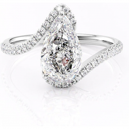 Inel de logodnă Sienna din aur Alb 14kt cu moissanite tăietură pară – Montură pavé rafinată pentru profil mediu | Personalizează și configurează gratuit online [5]