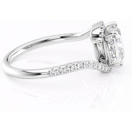 Inel de logodnă Sienna din aur Alb 14kt cu moissanite tăietură pernă – Montură pavé rafinată pentru profil mediu | Personalizează și configurează gratuit online [1]