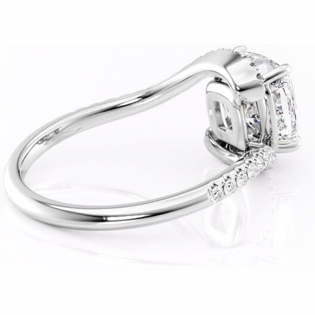 Inel de logodnă Sienna din aur Alb 14kt cu moissanite tăietură pernă – Montură pavé rafinată pentru profil mediu | Personalizează și configurează gratuit online [2]