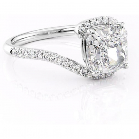 Pernă - Inel de logodnă Sienna din aur Alb 14kt cu moissanite tăietură pernă – Montură pavé rafinată pentru profil mediu | Personalizează și configurează gratuit online