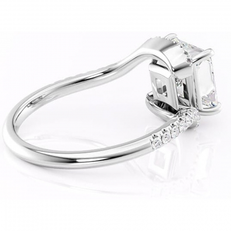 Inel de logodnă Sienna din aur Alb 14kt cu moissanite tăietură princess – Montură pavé rafinată pentru profil mediu | Personalizează și configurează gratuit online [2]