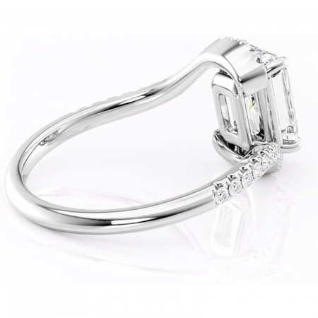 Inel de logodnă Sienna din aur Alb 14kt cu moissanite tăietură radiantă – Montură pavé rafinată pentru profil mediu | Personalizează și configurează gratuit online [2]