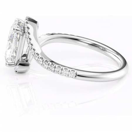 Inel de logodnă Sienna din aur Alb 14kt cu moissanite tăietură radiantă – Montură pavé rafinată pentru profil mediu | Personalizează și configurează gratuit online [5]