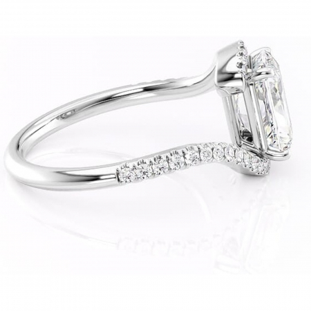 Inel de logodnă Sienna din aur Alb 14kt cu moissanite tăietură radiantă – Montură pavé rafinată pentru profil mediu | Personalizează și configurează gratuit online [1]
