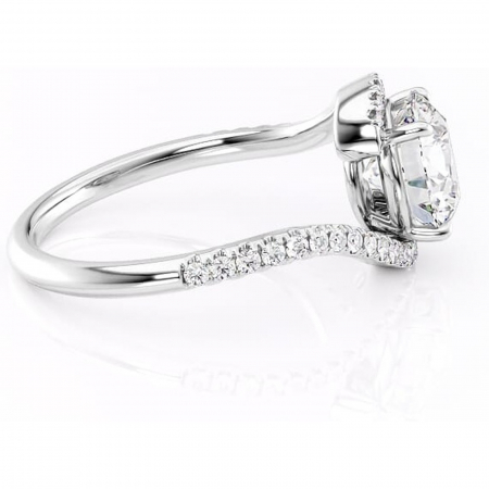 Inel de logodnă Sienna din aur Alb 14kt cu moissanite tăietură rotundă – Montură pavé rafinată pentru profil mediu | Personalizează și configurează gratuit online [1]