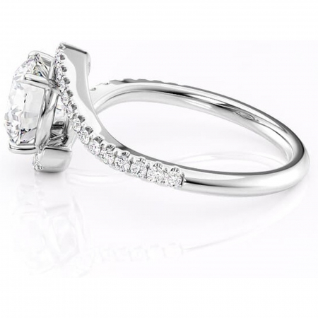 Inel de logodnă Sienna din aur Alb 14kt cu moissanite tăietură rotundă – Montură pavé rafinată pentru profil mediu | Personalizează și configurează gratuit online [5]