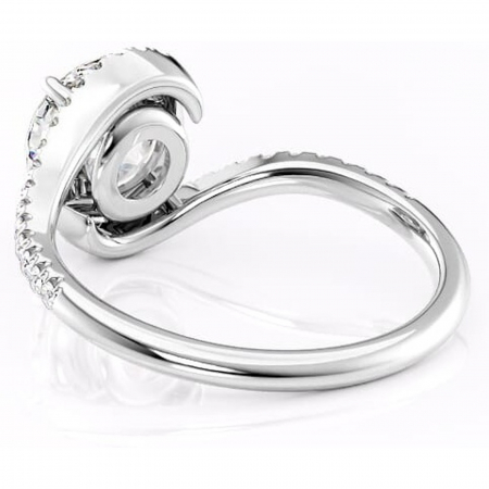 Inel de logodnă Sienna din aur Alb 14kt cu moissanite tăietură rotundă – Montură pavé rafinată pentru profil mediu | Personalizează și configurează gratuit online [3]