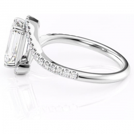 Inel de logodnă Sienna din aur Alb 14kt cu moissanite tăietură smarald – Montură pavé rafinată pentru profil mediu | Personalizează și configurează gratuit online [5]