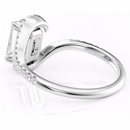 Inel de logodnă Sienna din aur Alb 14kt cu moissanite tăietură smarald – Montură pavé rafinată pentru profil mediu | Personalizează și configurează gratuit online [4]