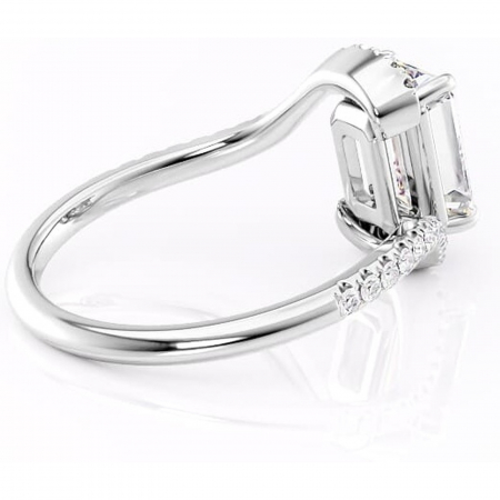 Inel de logodnă Sienna din aur Alb 14kt cu moissanite tăietură smarald – Montură pavé rafinată pentru profil mediu | Personalizează și configurează gratuit online [2]