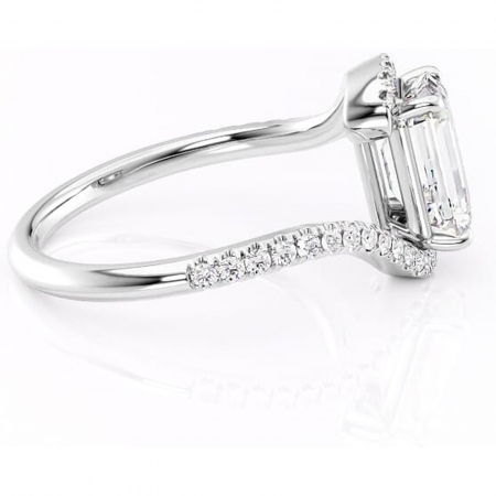 Inel de logodnă Sienna din aur Alb 14kt cu moissanite tăietură smarald – Montură pavé rafinată pentru profil mediu | Personalizează și configurează gratuit online [1]