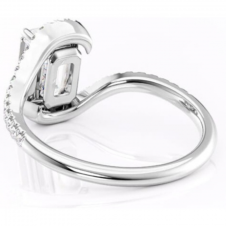 Inel de logodnă Sienna din aur Alb 14kt cu moissanite tăietură smarald – Montură pavé rafinată pentru profil mediu | Personalizează și configurează gratuit online [3]