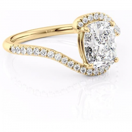 Aur galben - Inel de logodnă Sienna din aur Galben 14kt cu moissanite tăietură asscher – Montură pavé rafinată pentru profil mediu | Personalizează și configurează gratuit online