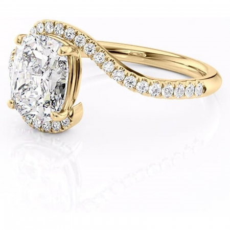 Inel de logodnă Sienna din aur Galben 14kt cu moissanite tăietură asscher – Montură pavé rafinată pentru profil mediu | Personalizează și configurează gratuit online [6]