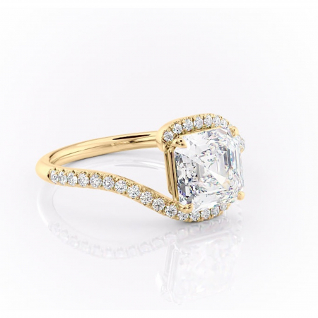 18K - Inel de logodnă Sienna din aur Galben 18kt cu moissanite tăietură asscher – Montură pavé rafinată pentru profil mediu | Personalizează și configurează gratuit online