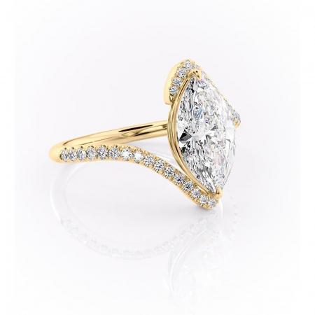 14K - Inel de logodnă Sienna din aur Galben 14kt cu moissanite tăietură marquise – Montură pavé rafinată pentru profil mediu | Personalizează și configurează gratuit online