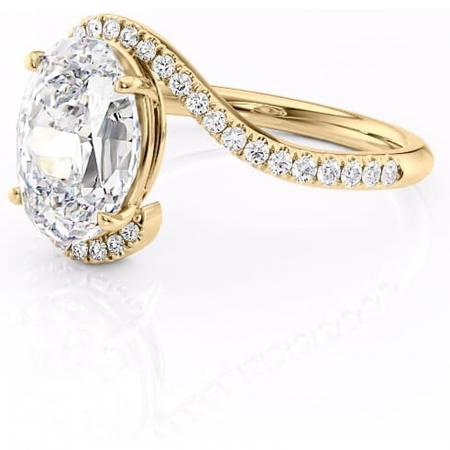 Inel de logodnă Sienna din aur Galben 18kt cu moissanite tăietură ovală – Montură pavé rafinată pentru profil mediu | Personalizează și configurează gratuit online [6]