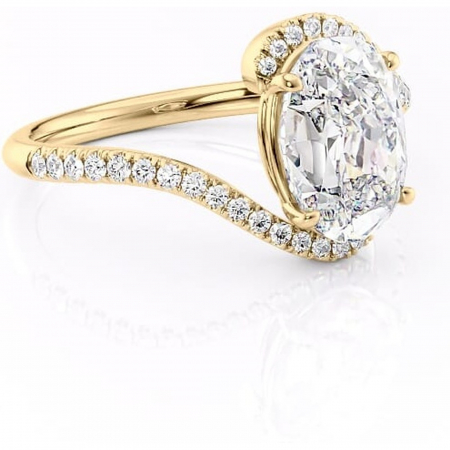 Aur galben - Inel de logodnă Sienna din aur Galben 18kt cu moissanite tăietură ovală – Montură pavé rafinată pentru profil mediu | Personalizează și configurează gratuit online