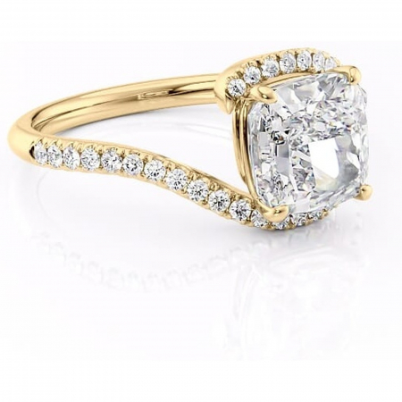 18K - Inel de logodnă Sienna din aur Galben 18kt cu moissanite tăietură pernă – Montură pavé rafinată pentru profil mediu | Personalizează și configurează gratuit online