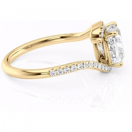 Inel de logodnă Sienna din aur Galben 18kt cu moissanite tăietură pernă – Montură pavé rafinată pentru profil mediu | Personalizează și configurează gratuit online [1]